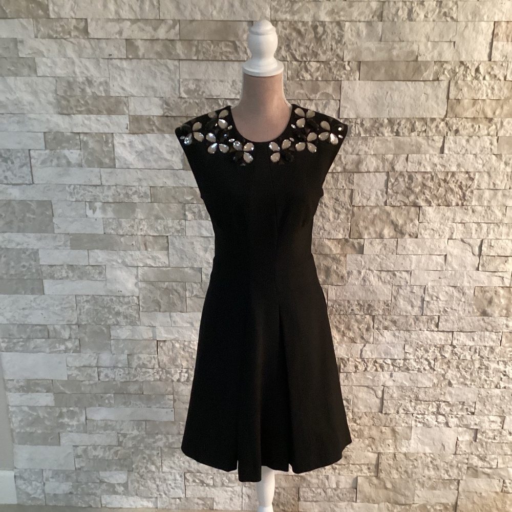 Tracy Reese Jeweled Collar Black Sleeveless Frock Dress (Anthropologie)
